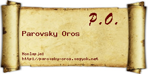 Parovsky Oros névjegykártya